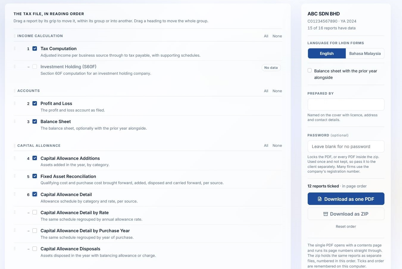 TAXcom AI tax file compilation and export